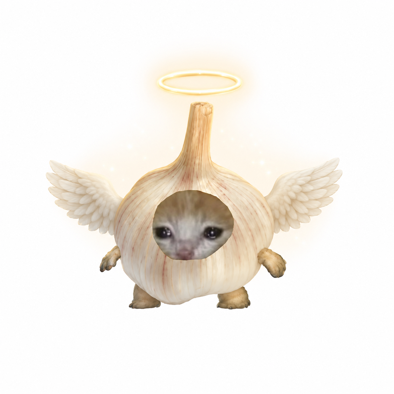 Garlic Cat dressed as an angel