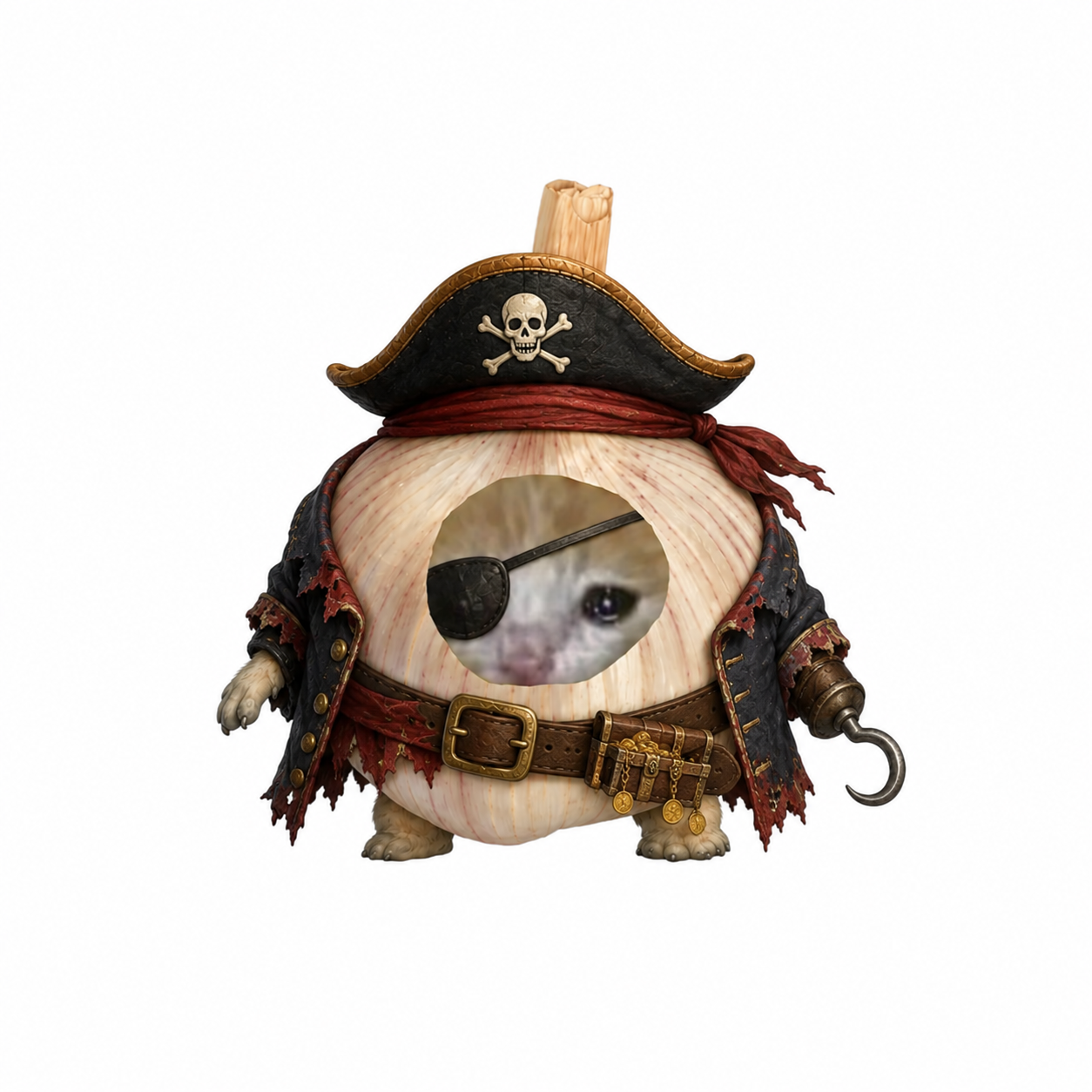 Garlic Cat dressed as a pirate